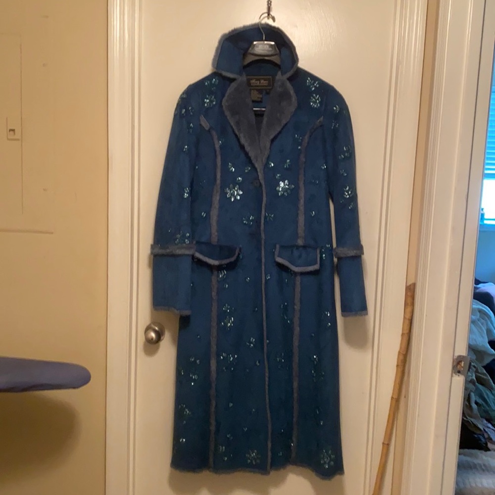 Terri Lewis Sequin Faux Fur & Suede coat